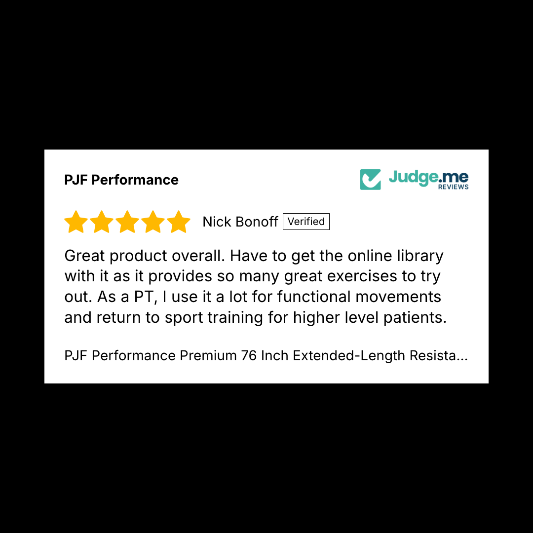 5-star verified review from Nick Bonoff: Great product overall. As a PT, I use it a lot for functional movements and return to sport training.
