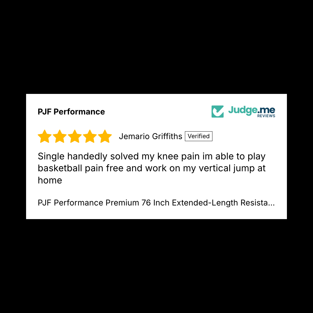 5-star verified review from Jemario Griffiths: Single-handedly solved my knee pain. I'm able to play basketball pain free and work on my vertical jump at home.