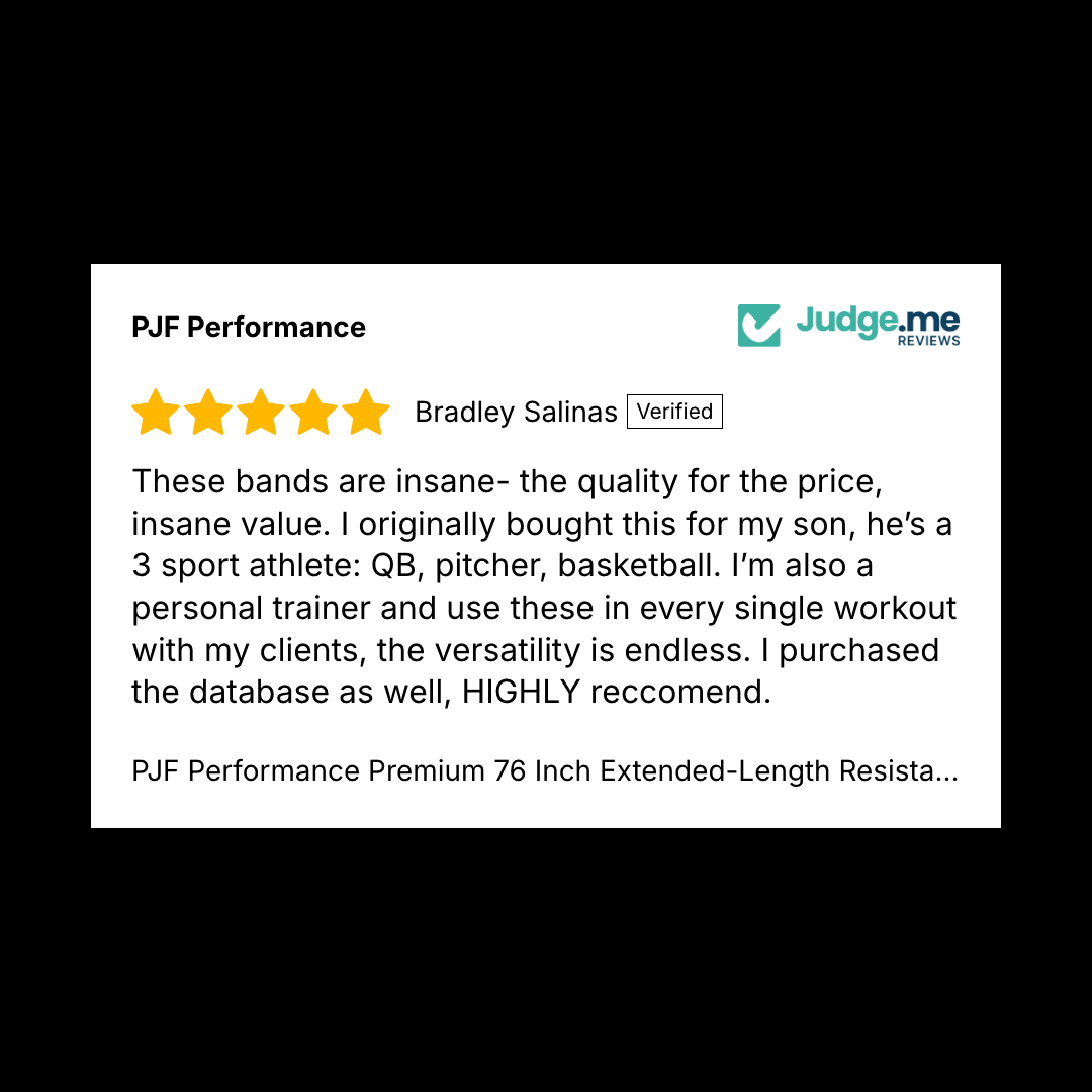 5-star verified review from Bradley Salinas: These bands are insane, the quality for the price, insane value. I'm a personal trainer and use these in every single workout with my clients. Highly recommend.